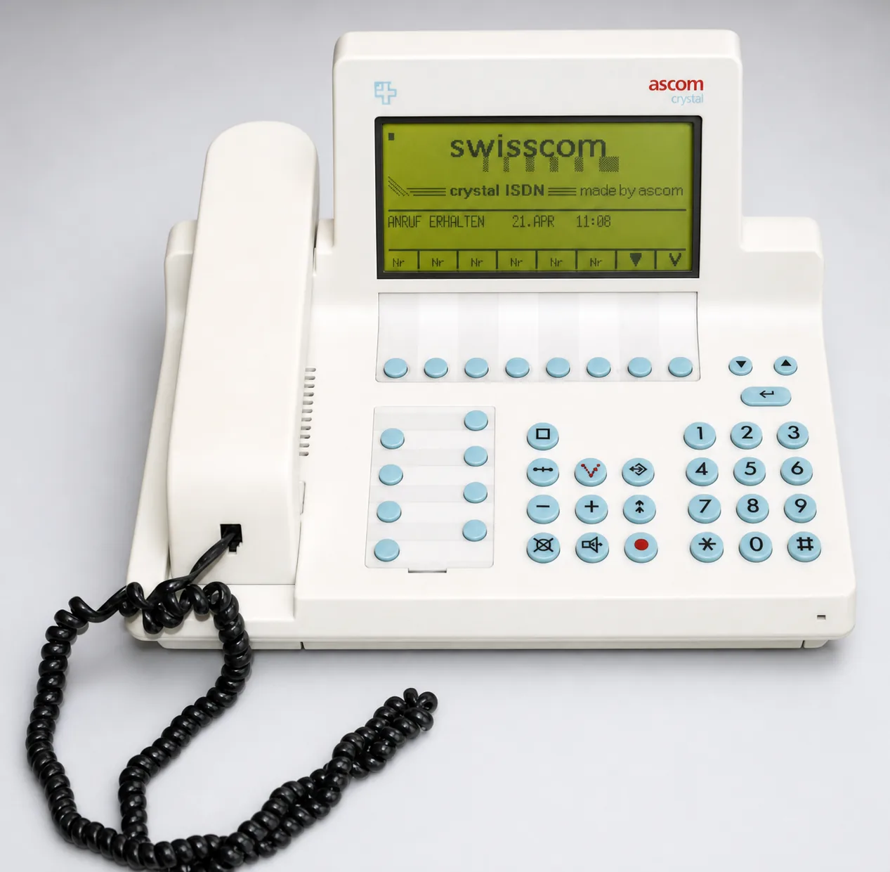 Ascom Crystal – ISDN-Systemtelefon mit Display, das zugleich zur Programmierung der Ascotel-Anlagen diente.